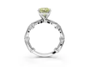 Radiant Cut Vintage Engagement Ring Setting for a Fancy Yellow Lab-Grown Diamond | Graduated Stations | Platinum