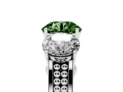 Round Engagement Ring Setting for a Fancy Green Lab-Grown Diamond | Three Stone | Sterling Silver