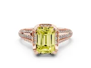 Emerald Cut Hidden Halo Engagement Ring Setting for a Fancy Yellow Lab-Grown Diamond | Triple Row Pavé Band | Rose Gold