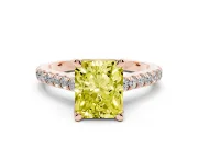 Radiant Cut Hidden Halo Pave Engagement Ring Setting for a Fancy Yellow Lab-Grown Diamond | Claw Prongs | Rose Gold