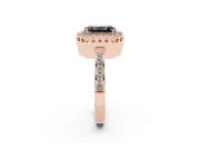 Emerald Cut Milgrain Halo Engagement Ring Setting for a Black Center | Pavé Shoulders | Rose Gold