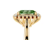 Emerald Cut Starburst Halo Engagement Ring Setting for a Fancy Green Lab-Grown Diamond | Yellow Gold