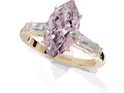 Marquise Tapered Baguette Engagement Ring Setting for a Fancy Pink Lab-Grown Diamond | Yellow Gold