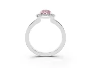 Fancy Pink Pear Cut Diamond Halo Ring Set in Silver with Bezel Frame and Pavé Band