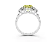 Fancy Yellow Heart Cut Diamond Three-Stone Ring Set in Silver with Pavé Band
