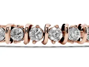 Round Lab-Grown Diamond Spiral Tennis Bracelet | Curved S-Links | Rose Gold