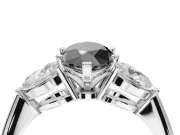 Marquise Three-Stone Engagement Ring Setting for a Black Center | Pear Side Stones | Sterling Silver