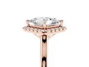 Princess Cut Halo Engagement Ring Setting | Plain Polished Band | Rose Gold