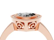 Fancy Black Heart Cut Diamond Round Halo Ring Set in Rose gold with Pavé Band