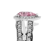 Pear-Shaped Halo Engagement Ring Setting for a Fancy Pink Lab-Grown Diamond | Two-Row Pave Split Shank | Sterling Silver