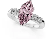 Fancy Pink Marquise Cut Diamond Five-Stone Prong Set Engagement Ring Set in White gold with Channel Band
