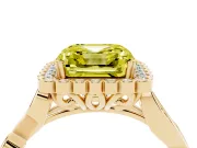 Asscher Cut Leaf Halo Engagement Ring Setting for a Fancy Yellow Lab-Grown Diamond | Yellow Gold