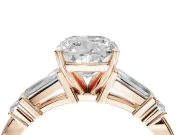Cushion Cut Tapered Baguette Engagement Ring Setting | Bar Set Sides | Rose Gold