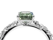 Emerald Cut Graduated Solitaire Engagement Ring Setting for a Fancy Green Lab-Grown Diamond | Sterling Silver