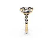 Marquise Three Stone Engagement Ring Setting for a Black Center | Accented Shoulders | Yellow Gold