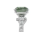 Asscher Cut Pavé Solitaire Engagement Ring Setting for a Fancy Green Lab-Grown Diamond | Crossover Gallery | Platinum