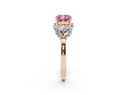 Cushion Cut Leaf Cluster Engagement Ring Setting for a Fancy Pink Lab-Grown Diamond | Rose Gold