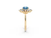 Cushion Cut Cluster Halo Engagement Ring Setting for a Fancy Blue Lab-Grown Diamond | Yellow Gold