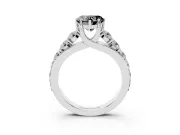 Heart-Shaped Graduated Engagement Ring Setting for a Black Center | Platinum