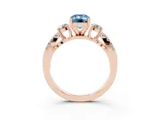 Emerald Cut Three Stone Engagement Ring Setting for a Fancy Blue Lab-Grown Diamond | Rose Gold