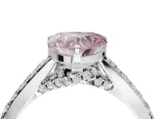 Heart-Shaped Pavé Solitaire Engagement Ring Setting for a Fancy Pink Lab-Grown Diamond | Crossover Gallery | Platinum