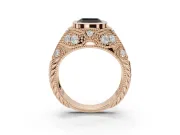 Asscher Cut Vintage Bezel Engagement Ring Setting for a Black Center | Milgrain Band | Rose Gold