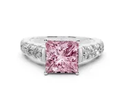 Princess Cut Engagement Ring Setting for a Fancy Pink Lab-Grown Diamond | White Gold - Design NV-24643