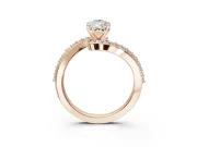 Pear-Shaped Bypass Pavé Solitaire Engagement Ring Setting | Swirl Band | Rose Gold