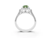 Fancy Green Marquise Cut Diamond Halo Ring Set in White gold with Pavé-Lined Split Shank Band