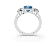 Princess Cut Three Stone Engagement Ring Setting for a Fancy Blue Lab-Grown Diamond | Wide Plain Band | Platinum