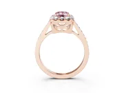 Emerald Cut Floral Halo Engagement Ring Setting for a Fancy Pink Lab-Grown Diamond | Large Round Accents | Rose Gold
