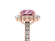 Cushion Cut Scalloped Halo Engagement Ring Setting for a Fancy Pink Lab-Grown Diamond | Single Row Pave | Rose Gold