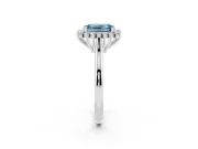 Emerald Cut Starburst Halo Engagement Ring Setting for a Fancy Blue Lab-Grown Diamond | Platinum