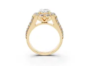 Oval Large Accent Halo Engagement Ring Setting | Graduated Pavé | Yellow Gold
