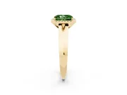 Fancy Green Radiant Cut Diamond Halo Ring Set in Yellow gold with Cathedral Band and Prong Setting