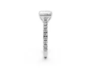 Princess Cut Pave Engagement Ring Setting | Shared Prong Band | White Gold