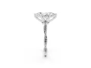 Marquise Cut Diamond Solitaire Ring Set in Platinum with Twisted Band and Bead Prong Setting
