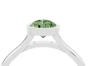Fancy Green Bezel Set Pear Cut Diamond Solitaire Ring Set in Platinum with Tapered Band