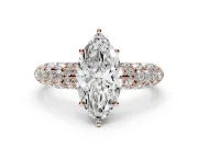 Marquise Multi Row Pave Solitaire Engagement Ring Setting | Domed Shoulders | Rose Gold