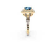 Princess Cut Halo Engagement Ring Setting for a Fancy Blue Lab-Grown Diamond | Yellow Gold - Design NV-24799