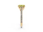 Emerald Cut Hidden Halo Pave Engagement Ring Setting for a Fancy Yellow Lab-Grown Diamond | Claw Prongs | Yellow Gold