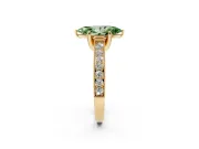 Marquise Hidden Halo Engagement Ring Setting for a Fancy Green Lab-Grown Diamond | Milgrain Pave | Yellow Gold