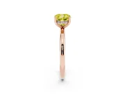 Fancy Yellow Cushion Cut Diamond Solitaire Engagement Ring Set in Rose gold with Prong Setting and Polished Band