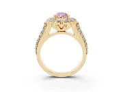 Pear-Shaped Large Accent Halo Engagement Ring Setting for a Fancy Pink Lab-Grown Diamond | Graduated Pavé | Yellow Gold