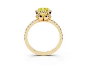 Cushion Cut Floral Petal Halo Engagement Ring Setting for a Fancy Yellow Lab-Grown Diamond | Pavé Band | Yellow Gold
