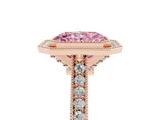Radiant Cut Vintage Milgrain Halo Engagement Ring Setting for a Fancy Pink Lab-Grown Diamond | Bezel Head | Rose Gold