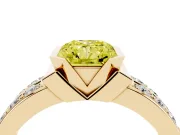 Radiant Cut Half Bezel Engagement Ring Setting for a Fancy Yellow Lab-Grown Diamond | Channel Band | Yellow Gold