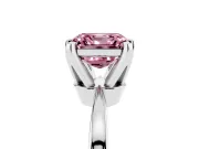 Fancy Pink Asscher Cut Diamond Solitaire Engagement Ring Set in Silver with Slim Tapered Solitaire Band