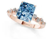 Radiant Cut Graduated Solitaire Engagement Ring Setting for a Fancy Blue Lab-Grown Diamond | Rose Gold