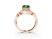Fancy Green Princess Cut Diamond Solitaire Twist Band Pavé Engagement Ring Set in Rose gold